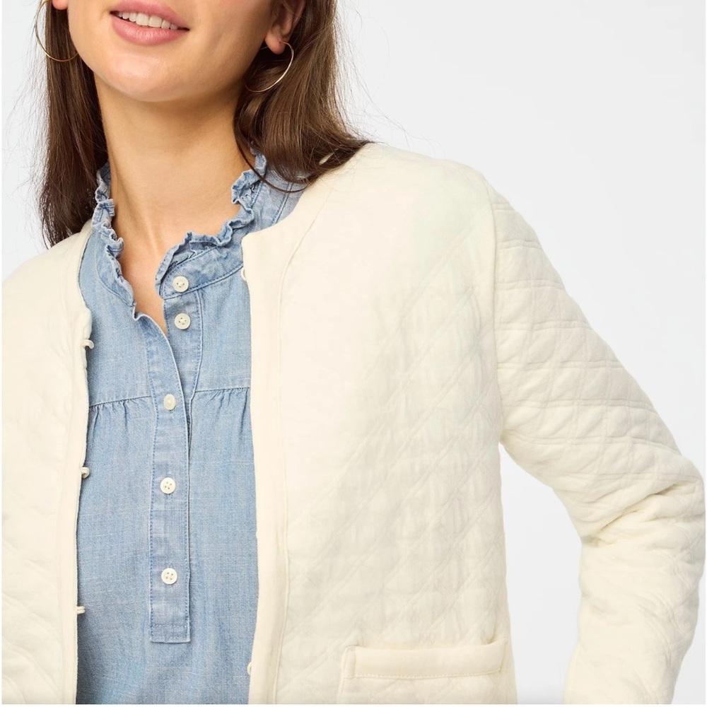 J. Crew Cream Quilted Jacket - Picture 15 of 16